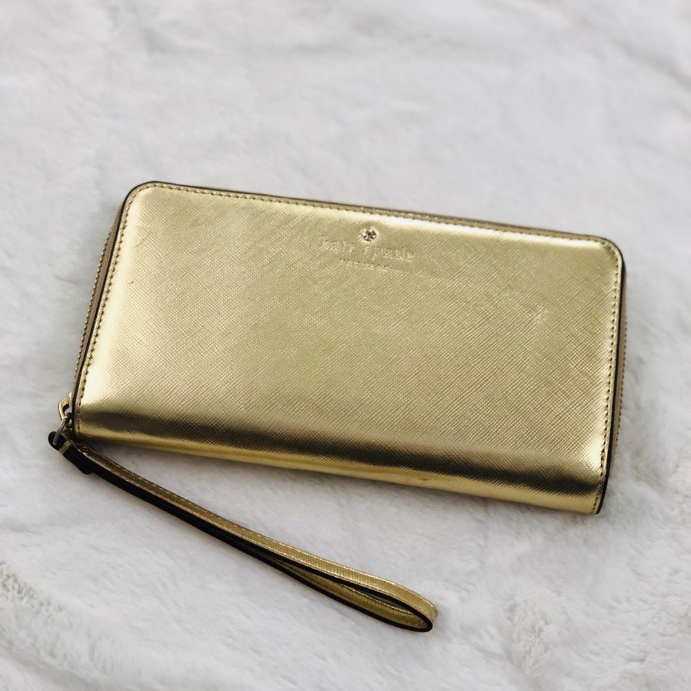 kate spade gold zip around wristlet